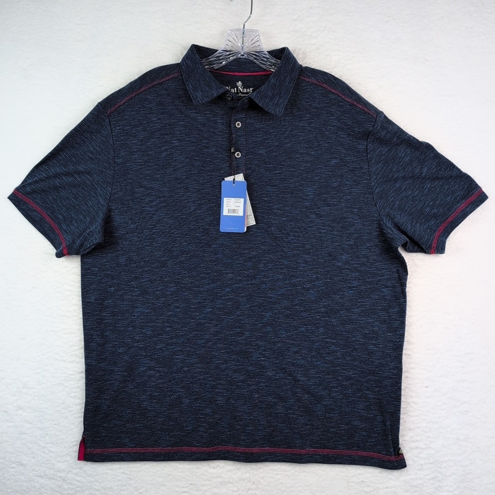 NWT Nat Nast Luxury Originals Polo‎ Shirt Men's Large Superior Blue Red Stitch